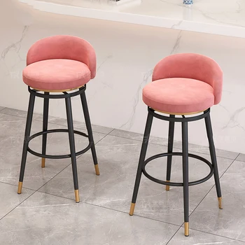 Металлический Вращающийся барный стул Розовая стойка Барный стул Металлический Стол Кухонный Барный стул Современная Скандинавская мебель для ресторана Cadeira Giratoria