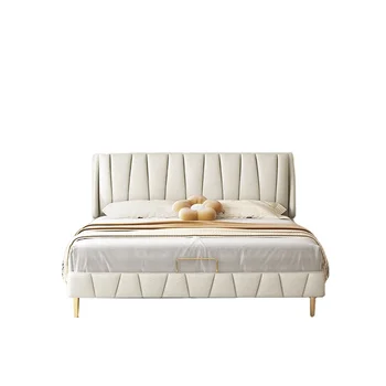 Современные Мягкие каркасы для кроватей Комплект мебели для комнаты Роскошная Уникальная Деревянная кровать размера King Queen Size с каркасом из ткани