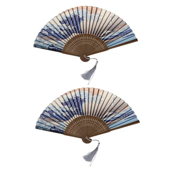 2X японских ручных складных вентилятора с традиционными японскими принтами в стиле укие-Э