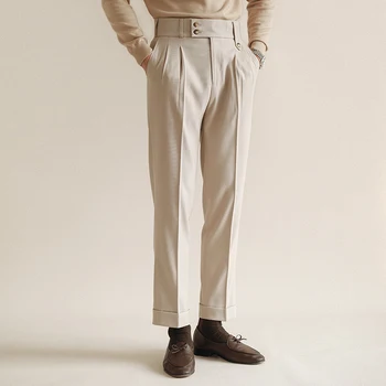 2023 Осень-зима, мужские модные деловые брюки, Мужские Офисные брюки для светского костюма, Мужские повседневные шерстяные брюки Pantalon I262