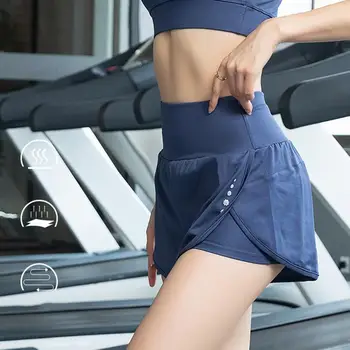 Женские шорты для йоги, дышащие высокоэластичные тренировочные шорты с цветочным принтом, быстросохнущая спортивная одежда, поддельные шорты для бега из двух частей