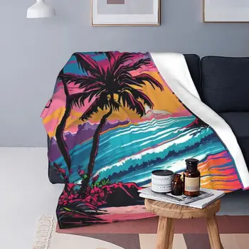 Гламурное Ультрамягкое одеяло из микрофлиса Tropical Paradis, Модное портативное мультистильное одеяло для гостиной