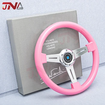 Розовое Рулевое колесо Классическое Ралли Дрифт Спортивное Рулевое колесо 14 дюймов Универсальное