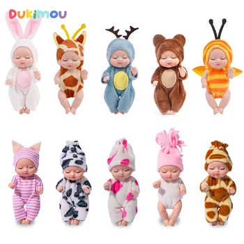 3,5-дюймовые милые мини-куклы-Реборн для сна, пижамы с мультяшными животными, кукольная одежда, детские игрушки для девочек, подарок на день рождения для мальчиков 11 см
