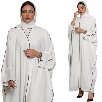 Турецкое Кимоно Кардиган Абая Дубай Ид Мусульманская Мода Свободное Платье Для Женщин Арабский Белый Халат Ислам Кафтан Femme Jilbab Musulman