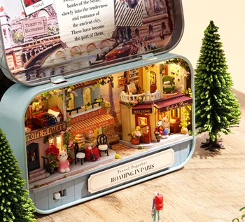 Креативные миниатюры кукольного домика Roombox Наборы для сборки деревянного кукольного домика своими руками Walk Paris Ручная Миниатюрная театральная сцена Модель 