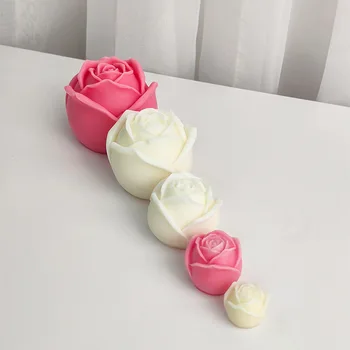 3D Сделай сам розовая свеча силиконовая форма для торта с цветочным муссом, шоколадная силиконовая форма для украшения роз силиконовая форма для мыла