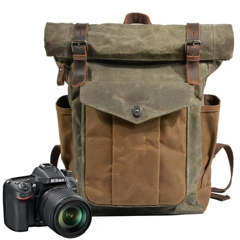 Фотография, водонепроницаемый холст, ретро-рюкзак для фотоаппарата, мужская дорожная повседневная сумка, чехол для Canon Nikon Sony DSLR SLR